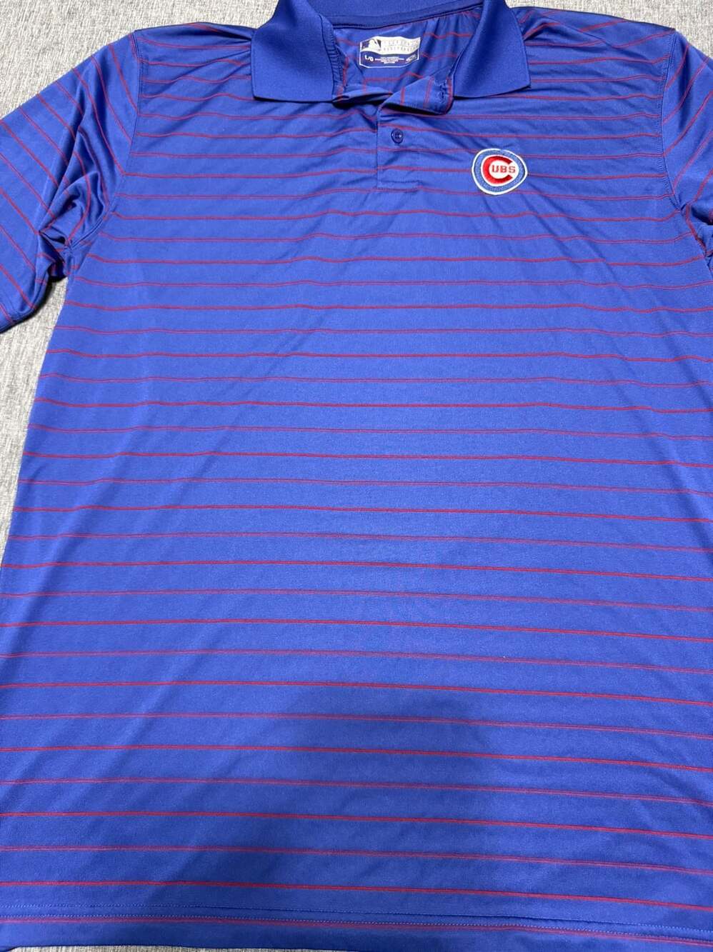 True Fan Chicago Cubs MLB Blue and Red Striped Polo Shirt Men's Large